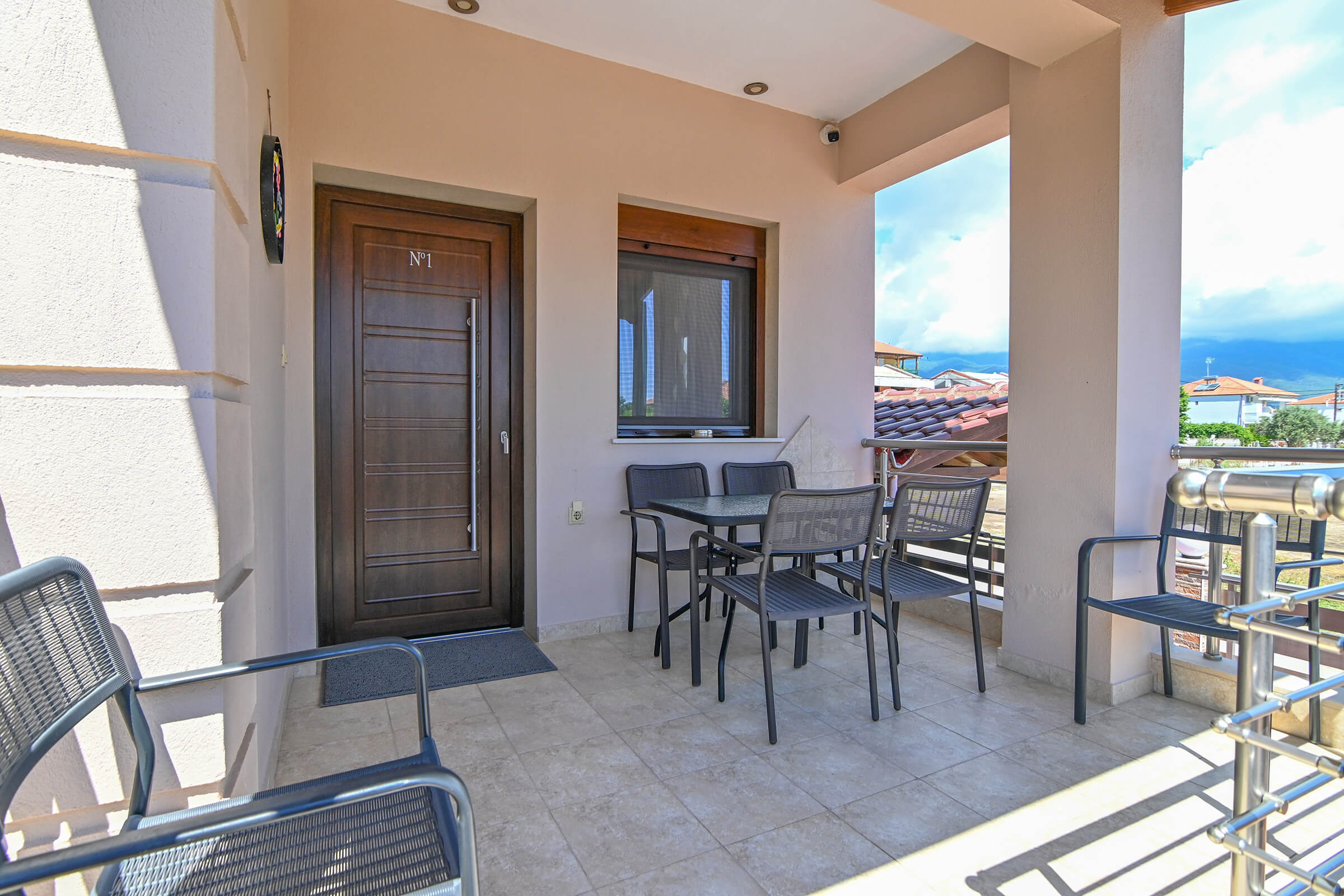 Amalia Lux Villas | No 1 | Balcony with Mountain View | Nea Vrasna | Private Villa for up to 8 persons with Sea View, Garden & Barbecue