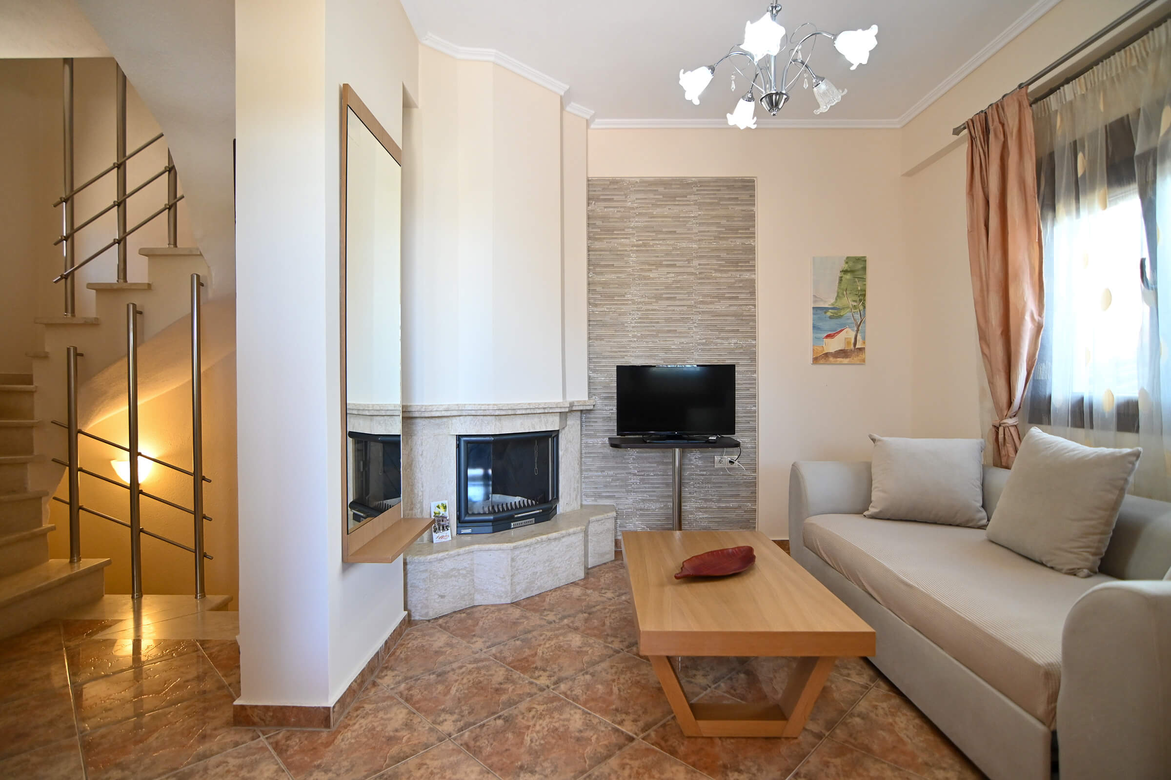 Amalia Lux Villas | No 1 | Living Room | Nea Vrasna | Private Villa for up to 8 persons with Sea View, Garden & Barbecue